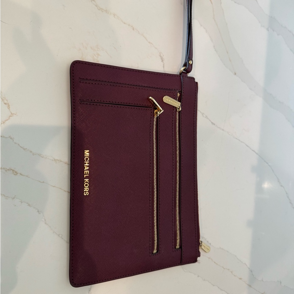 Michael Kors Plum Wristlet with Gold Accents